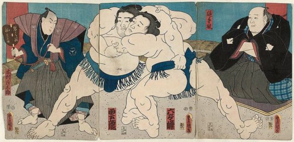 Grabado Ukiyo-e de Sumo por Utagawa Kunisada